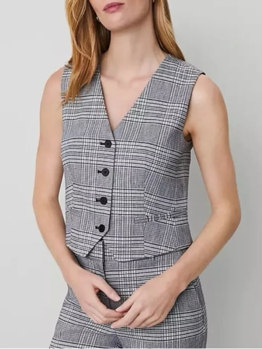 Black & White Plaid Vest (Size 4)